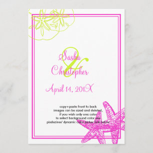 Sandstrand+Meer/Kalk grün+fuschia/ Einladung zur H