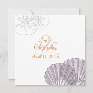 Sandstrand+Meer/lila+orange/Hochzeitseinladungen Einladung