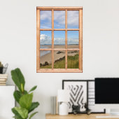 Sandstrand, Meer und Sky View von einem Fenster au Poster (Heimbüro)
