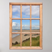 Sandstrand, Meer und Sky View von einem Fenster au Poster (Vorne)