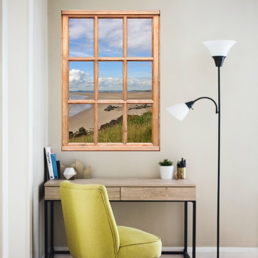 Sandstrand, Meer und Sky View von einem Fenster au Poster
