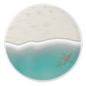 Sandstrand Meerwasser mit Seestern Keramikknauf (Vorderseite)