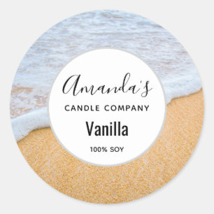 Sandstrand mit Foamy Surf Candle Business Runder Aufkleber