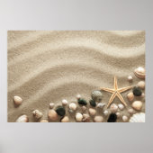 Sandstrand mit Muscheln und Starfish Poster (Vorne)
