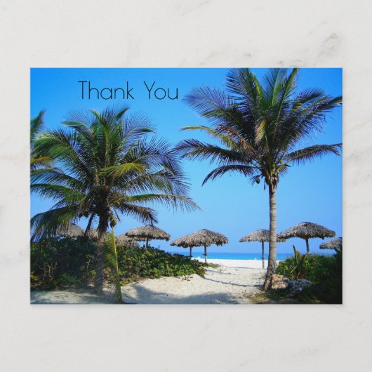 Sandstrand mit Palmen und Blick aufs Meer Postkarte (Vorderseite)