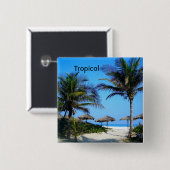 Sandstrand mit Palmen und Meerblick Button (Vorne & Hinten)