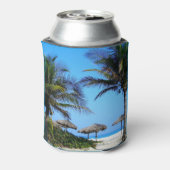 Sandstrand mit Palmen und Meerblick Dosenkühler (Kanne Rückseite)