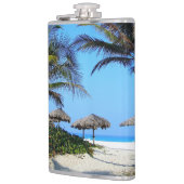 Sandstrand mit Palmen und Meerblick Flachmann (Links)