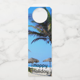 Sandstrand mit Palmen und Meerblick Flaschenanhänger