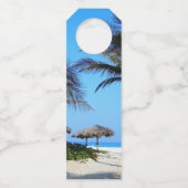 Sandstrand mit Palmen und Meerblick Flaschenanhänger (Rückseite)