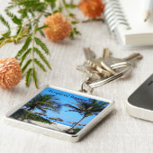 Sandstrand mit Palmen und Meerblick Schlüsselanhänger (Seite)