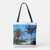 Sandstrand mit Palmen und Meerblick Tasche (Rückseite)