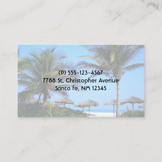 Sandstrand mit Palmen und Meerblick Visitenkarte (Rückseite)