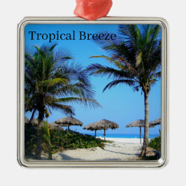 Sandstrand mit Palmen und Meta mit Meerblick Ornament Aus Metall