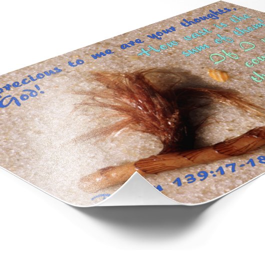 Sandstrand mit Psalm 139:17-18 Fotodruck (Ecke)