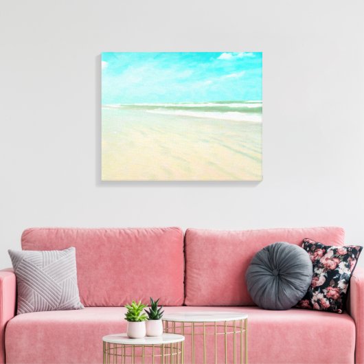 Sandstrand mit türkisblauem Himmel Leinwanddruck (Insitu (Wohnzimmer))