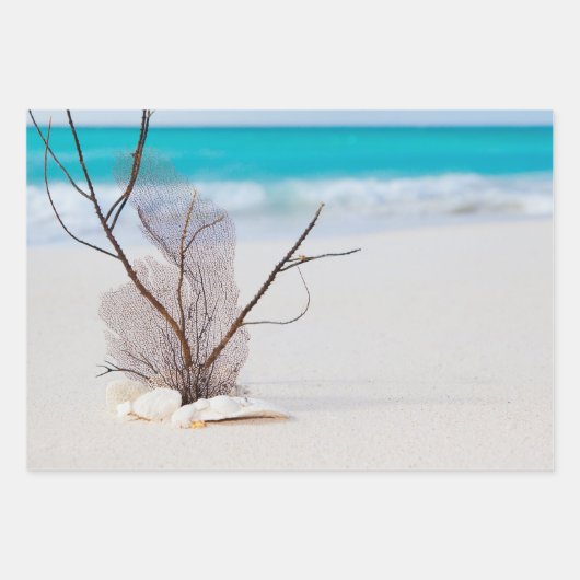 Sandstrand mit weißen Muscheln Geschenkpapier Set (Vorderseite)