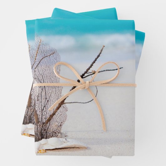 Sandstrand mit weißen Muscheln Geschenkpapier Set (Beispiel)
