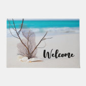 Sandstrand mit weißen Muscheln Willkommen Fußmatte (Vorderseite)