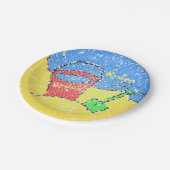Sandstrand niedliches Party für Kinder Pappteller (Schrägansicht)