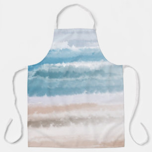 Sandstrand Ozeanwellen Abstrakte Aquarellmalerei Schürze