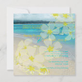 Sandstrand/Plumerias Hochzeit in Urlaubsort Einladung (Rückseite)