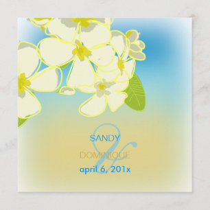 Sandstrand/Plumerias Hochzeit in Urlaubsort Einladung