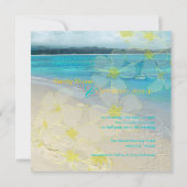 Sandstrand/Plumerias Hochzeit in Urlaubsort Einladung (Rückseite)