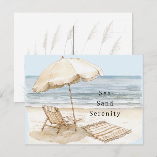Sandstrand Serenity-Schirm Postkarte (Vorne/Hinten)