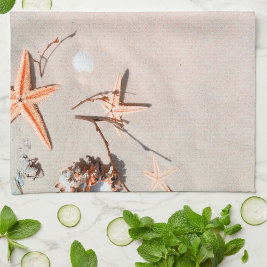 Sandstrand "Starfish Seashell" Geschirrtuch (Gefaltet)