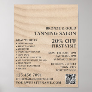 Sandstrand, Tanning Salon Werbung Poster