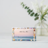 Sandstrand und Hochzeitstisch am Meer Platzkarte (Stehend Vorderseite)