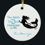 Sandstrand und Meerbusen Keramik Ornament<br><div class="desc">Meerjungfrau-Silhouette, nautisch, Strand im Zusammenhang mit der Anpassung</div>