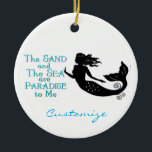 Sandstrand und Meerbusen Keramik Ornament<br><div class="desc">Meerjungfrau-Silhouette,  nautisch,  Strand im Zusammenhang mit der Anpassung</div>