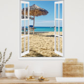 Sandstrand und Meeresfenster Poster (Küche)