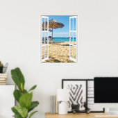 Sandstrand und Meeresfenster Poster (Heimbüro)