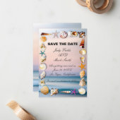 Sandstrand und Muscheln Save the Date Mitteilungskarte (Vorderseite/Rückseite Beispiel)