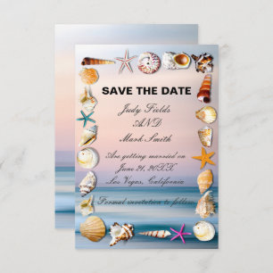 Sandstrand und Muscheln Save the Date Mitteilungskarte