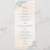 Sandstrand und Palms Beach Hochzeit Menükarte (Vorderseite)