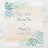 Sandstrand und Palms Beach Hochzeit Weinetikett (Einzelnes Label)