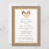 Sandstrand von dreh Flop am Burlap-Polterabend Einladung (Vorderseite)