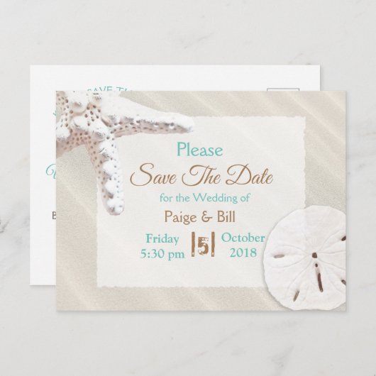 Sandstrände an der Küste speichern das Datum Ankündigungspostkarte (Vorne/Hinten)