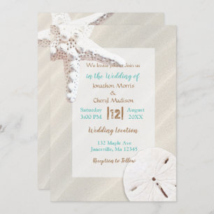 Sandstrände an der Küste Starfish und Sand Dollar Einladung