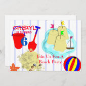 Sandstrände Spaß Sommerstrand Thema Einladung (Vorne/Hinten)