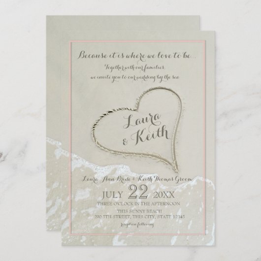 Sandstrandhochzeit Einladung (Vorne/Hinten)