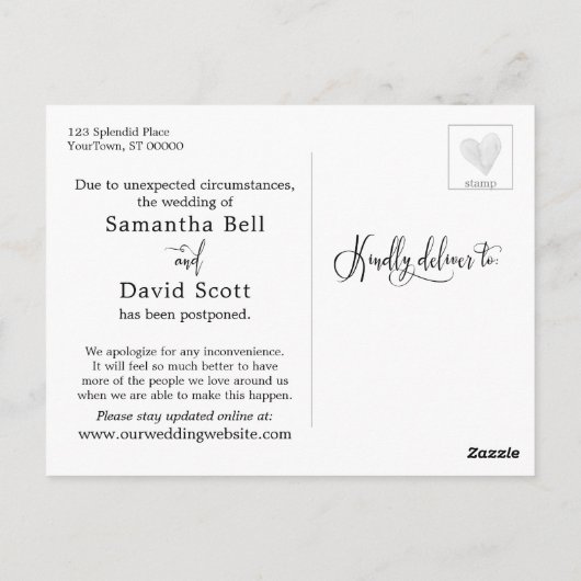 Sandstrandhochzeit Postkarte (Rückseite)