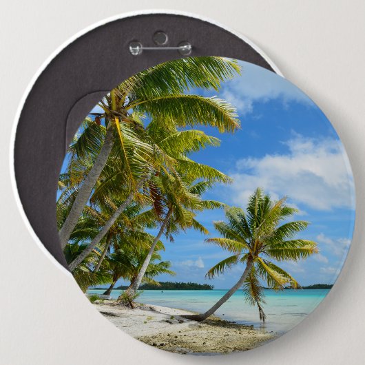Sandstrandknopf der Palme weißer Button (Vorne & Hinten)