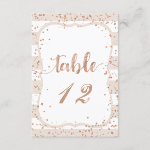 Sandstreifen- & Roségold-Hochzeitstischnummern Einladung