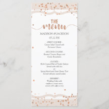 Sandstreifen und Rose Gold Confetti Wedding Menü
