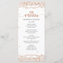Sandstreifen und Rose Gold Confetti Wedding Menü Menükarte